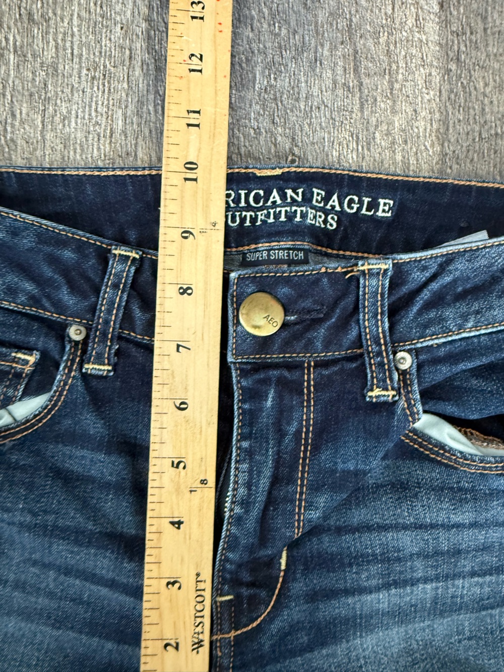American Eagle Outfitters Dark Blue Faded Skinny Jeans AEO Denim Size 6 - Picture 11 of 12